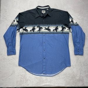 Cumberland Outfitters Shirt Mens XL Blue Cowboy Western Work Horse Long Sleeve